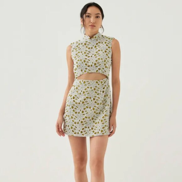 Love Bonito Llana Shoulder Padded Mandarin Collar Mini Dress - Picture 1 of 5